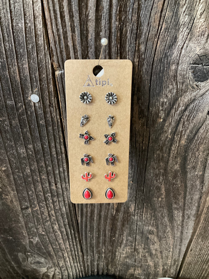Western Cactus Stone Earrings Set