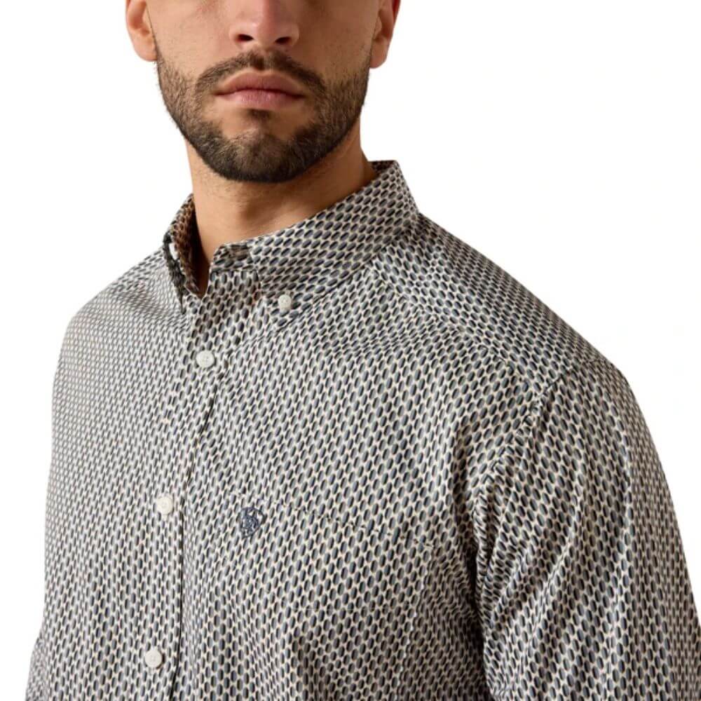 Ariat Mens Cliff Multi Geometric Shirt White - 10079413