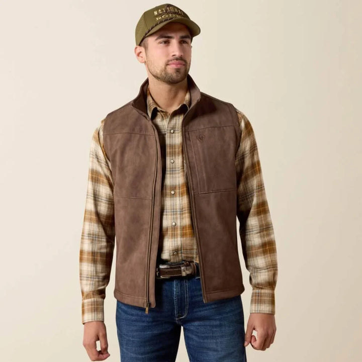 Ariat Mens Vernon Softshell Vest Wren Faux Leather Print - 10079403