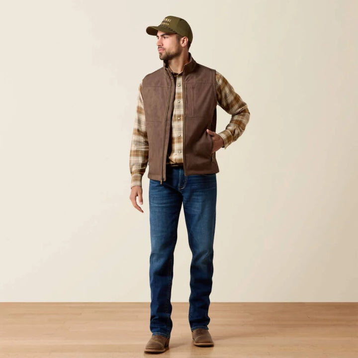 Ariat Mens Vernon Softshell Vest Wren Faux Leather Print - 10079403