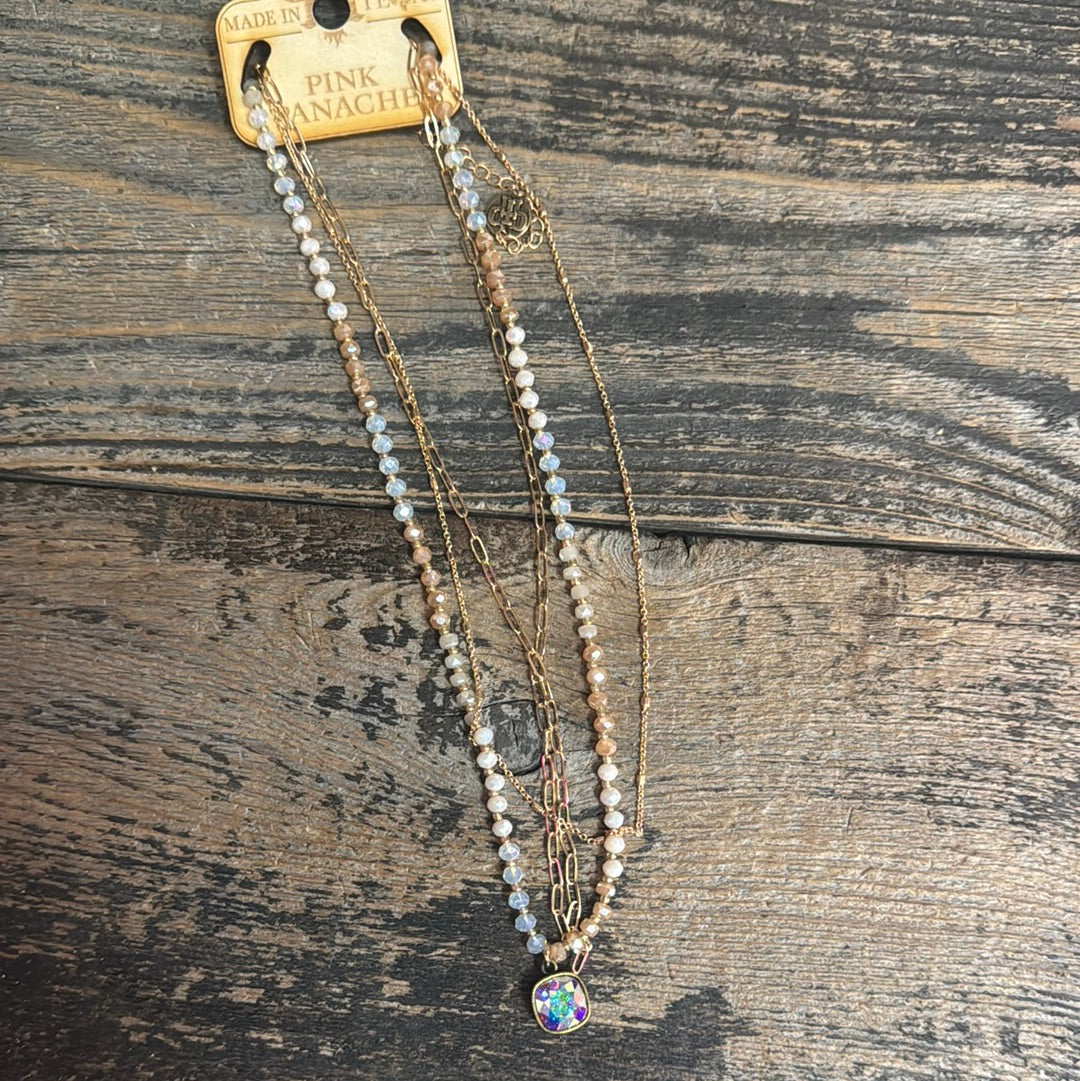 N500 TRIPLE STRAND NECKLACE WITH DROP