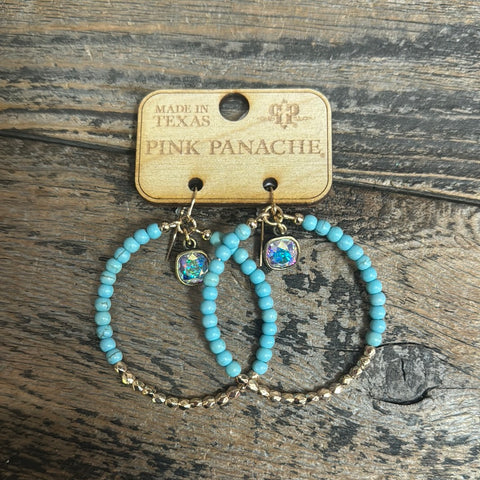 TURQUOISE BEAD CIRCLE EARRING 1CNC M074