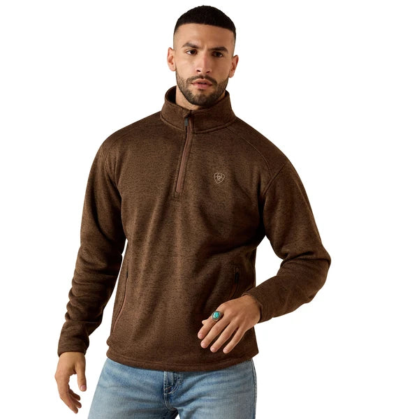 ARIAT CALDWELL 1/4 ZIP CARAFE BROWN - MEN SWEATER - 10079644
