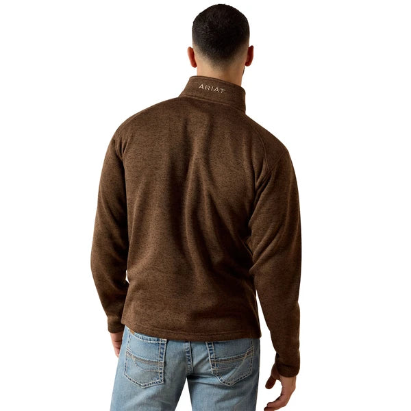 ARIAT CALDWELL 1/4 ZIP CARAFE BROWN - MEN SWEATER - 10079644