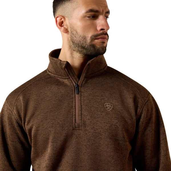 ARIAT CALDWELL 1/4 ZIP CARAFE BROWN - MEN SWEATER - 10079644