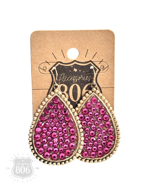 806 Rhinestone filled teardrop earring