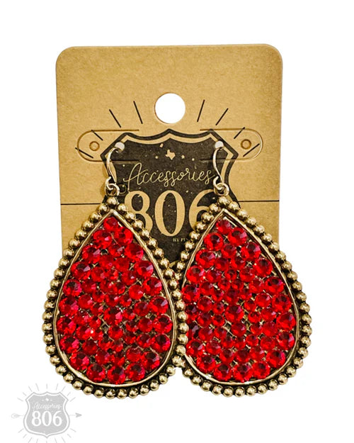 806 Rhinestone filled teardrop earring