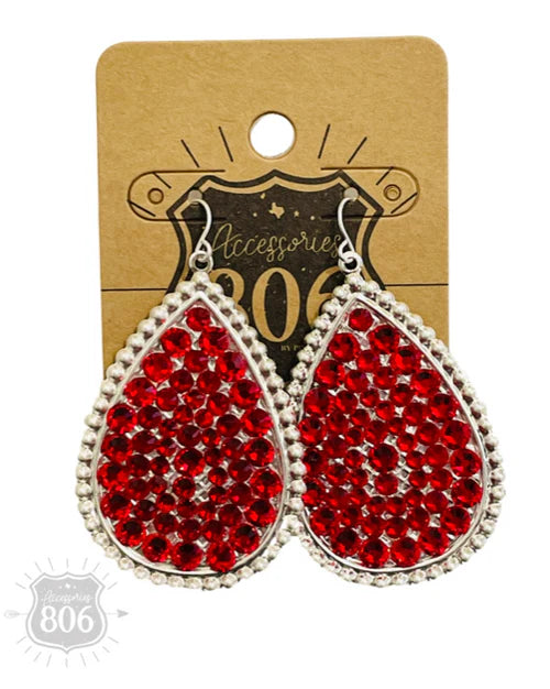 806 Rhinestone filled teardrop earring