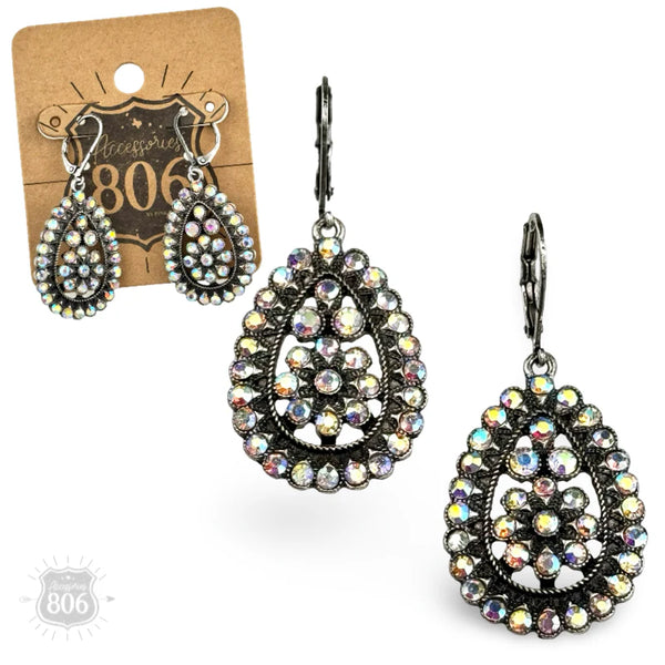 806 Stone studded teardrop earring