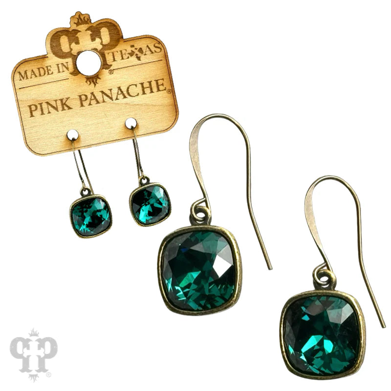 E-627 Assorted Austrian square crystal hook earring, 12mm