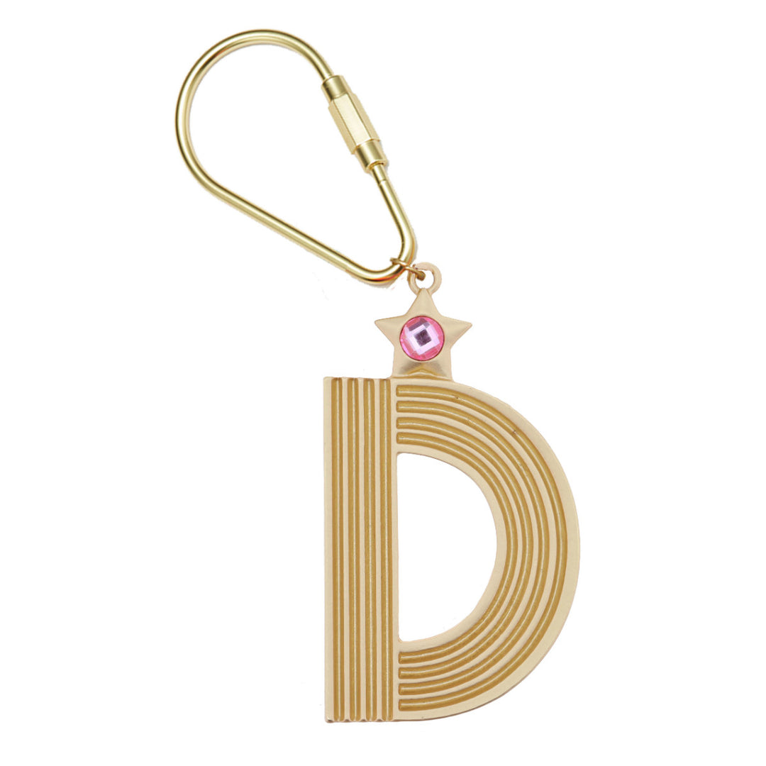 GOLD INITIAL CRYSTAL KEYCHAIN