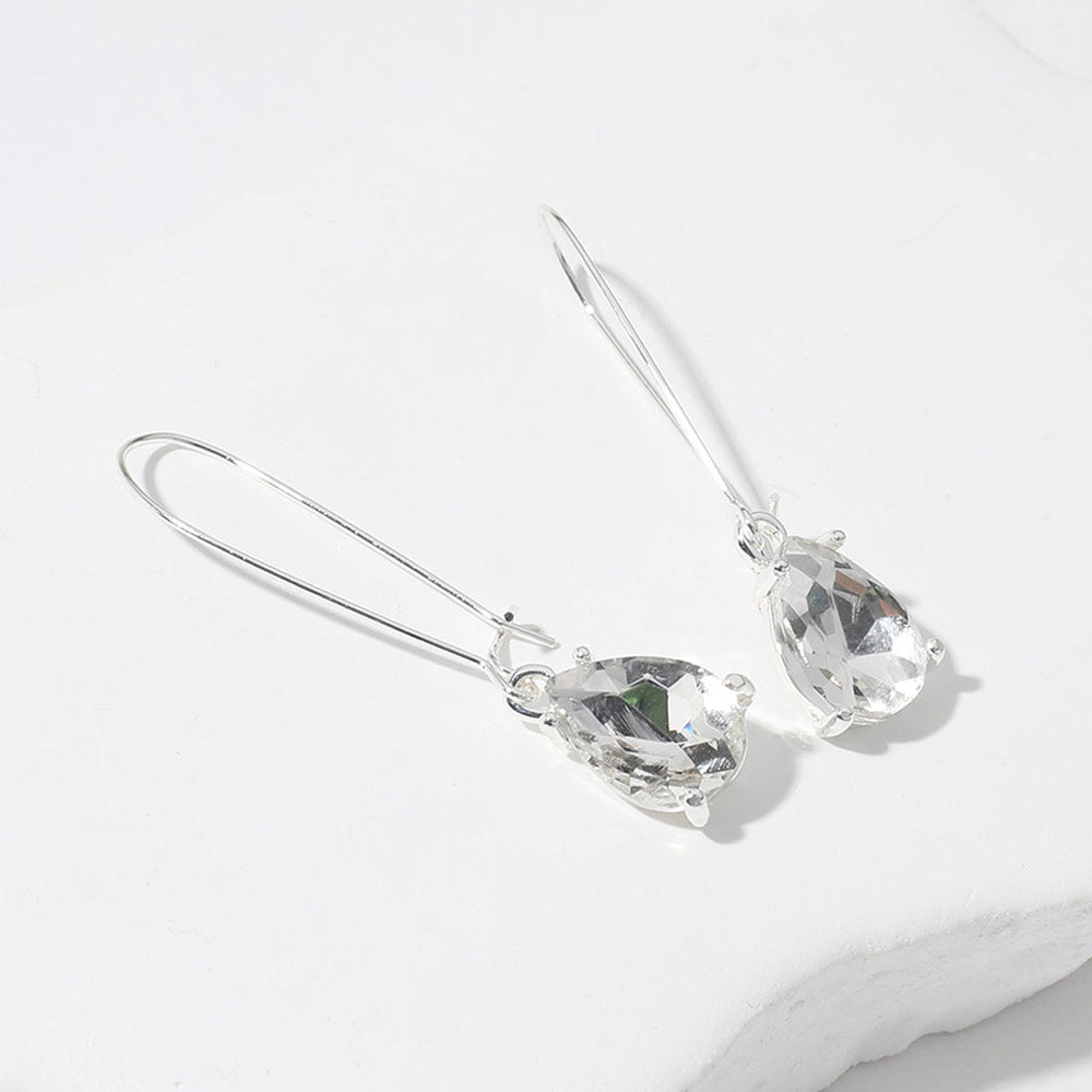 Teardrop Stone Dangle Evening Earrings
