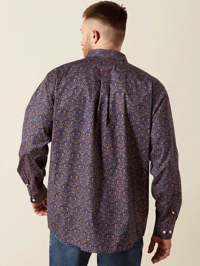 Men's Ariat  Style# 10065805 Mens Wrinkle Free Brendan Classic Fit Shirt Blue