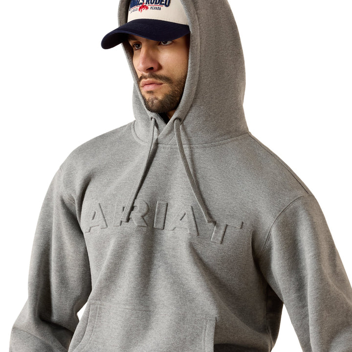 Ariat Men's Grey Heather Embossed Logo Hoodie 10079605