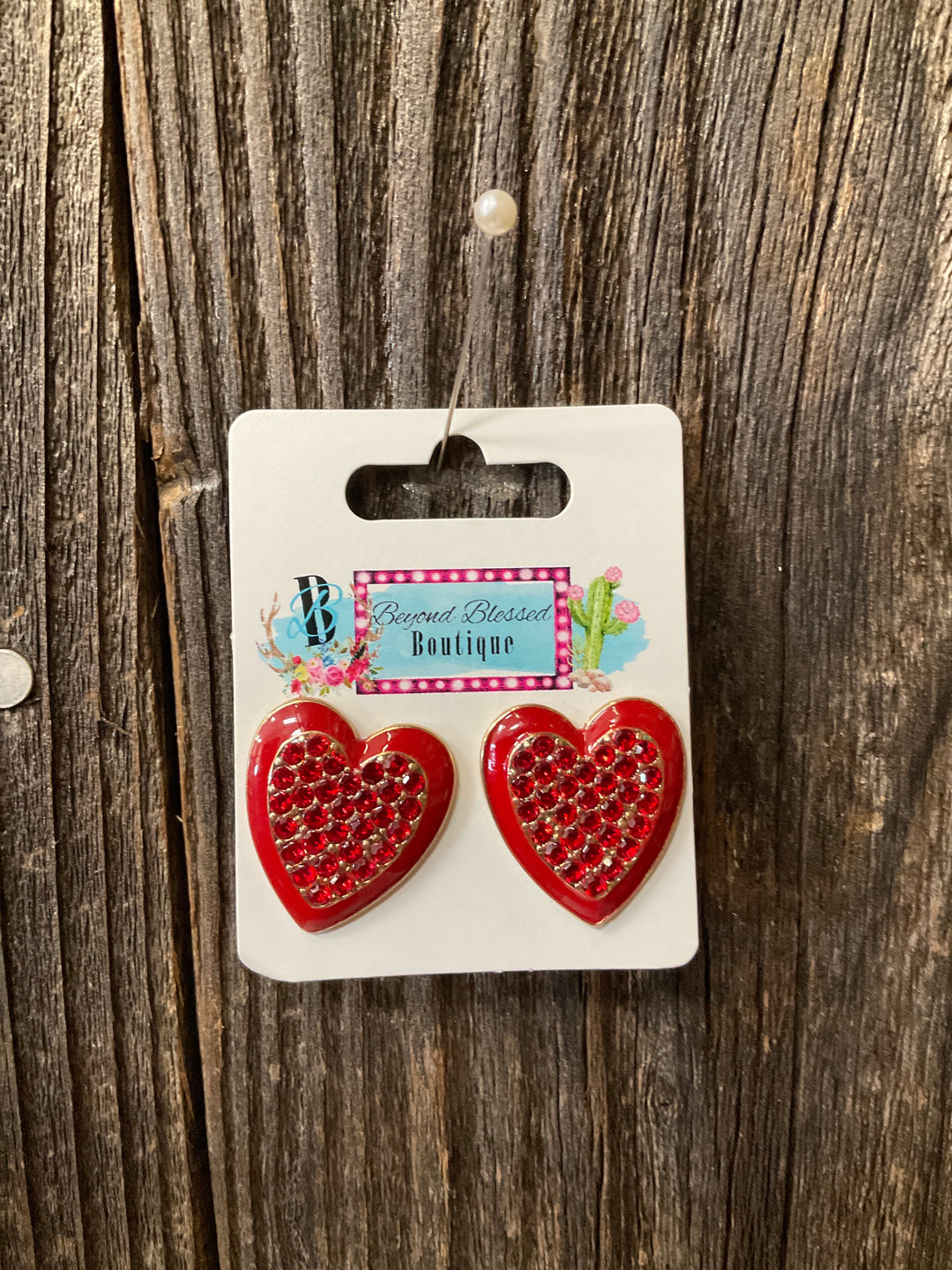 Rhinestone Heart Earrings