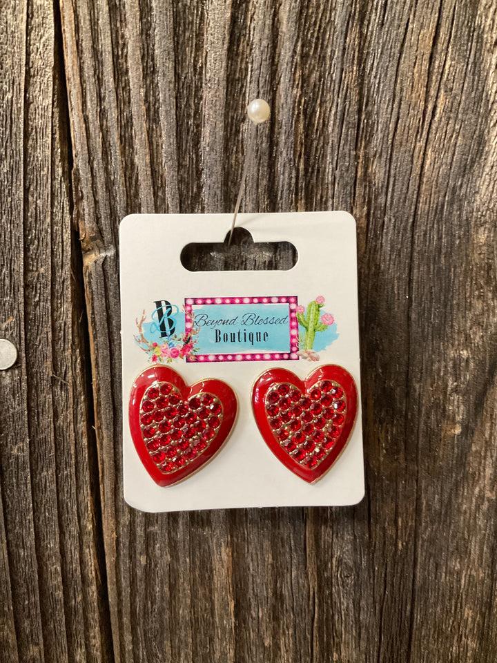 Rhinestone Heart Earrings