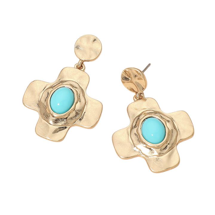 Oval Pearl Cross Drop Dangle Earrings