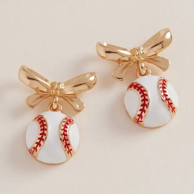 Bow Baseball Babe Studs
