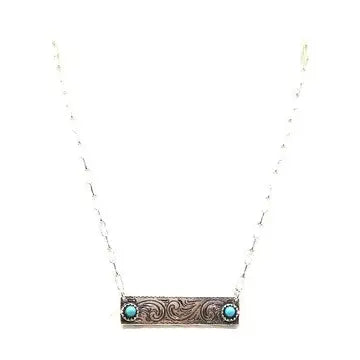 Western Etched Bar Necklace