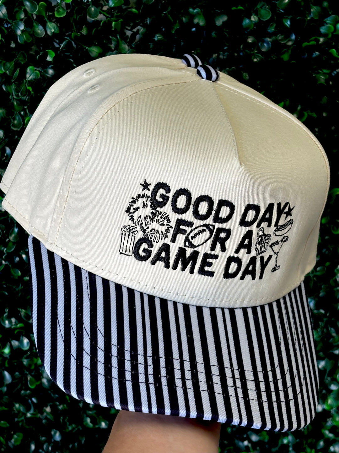 Good Day For A Game Day- Striped Bill Hat