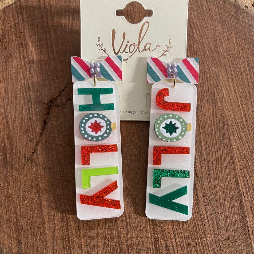 Holly Jolly White Acrylic Earrings