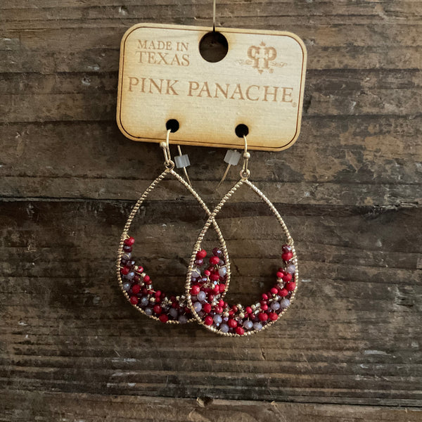 Pink Panache Beaded Teardrop Earrings