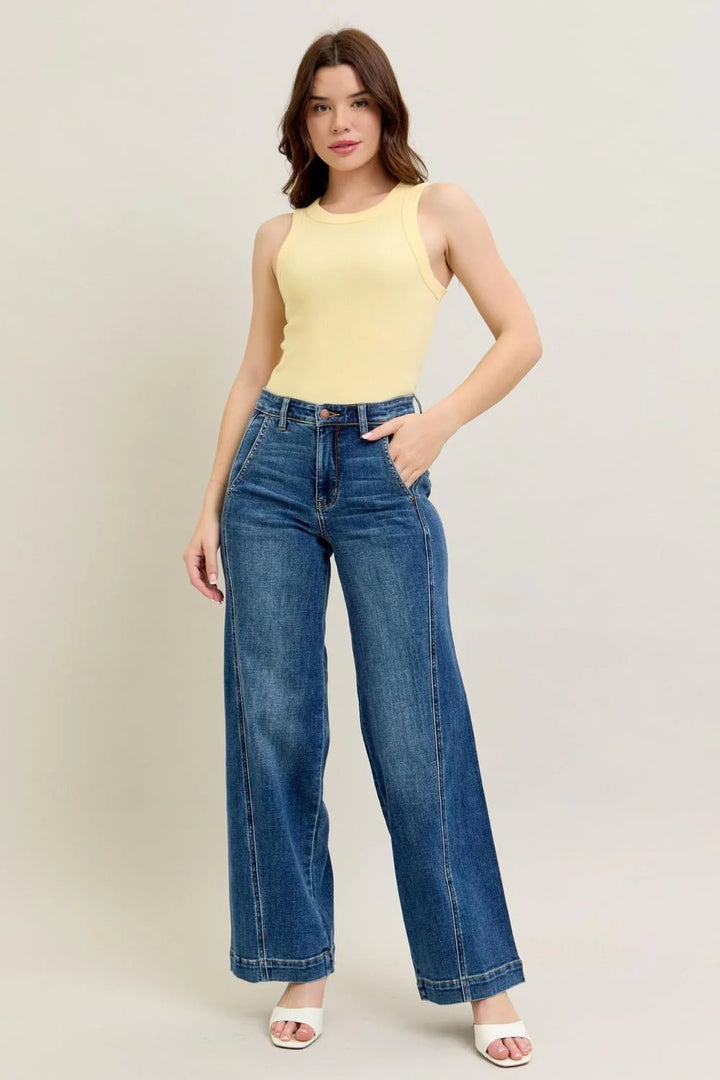 Judy Blue High Waist Trouser Wide Leg Denim Jeans