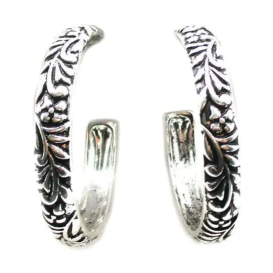 Western Metal Engraved Hoop Earring