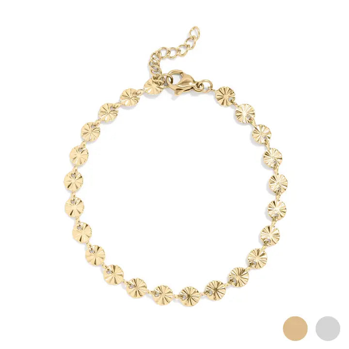Steel Sunburst Chain Bracelet