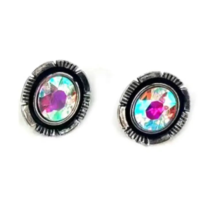 Western Crystal Round Stud Earring