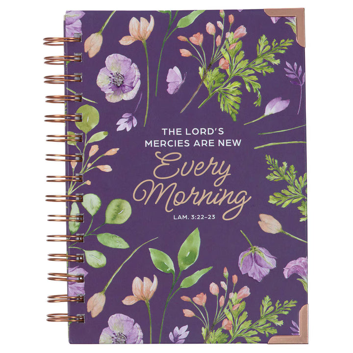 New Mercies Every Morning Purple Floral Spiral Journal - Lamentations 3:22-23