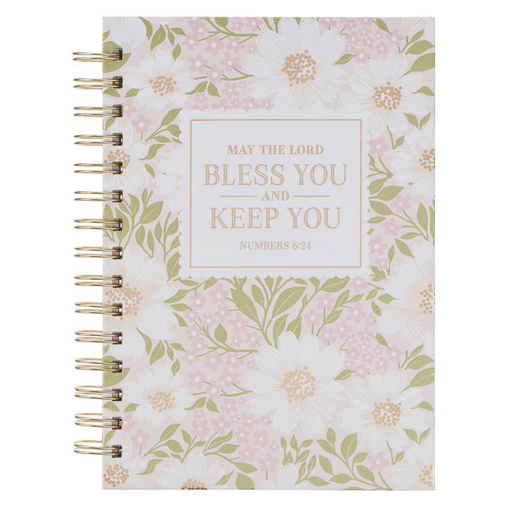Bless and Keep You Blush Bloom Spiral Journal - Numbers 6:24