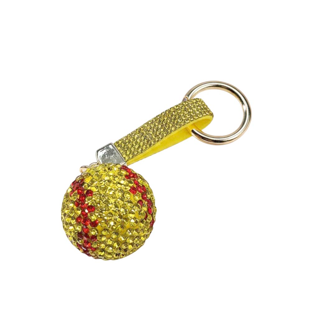 Bling Studded Softball Keychain Bag Charm