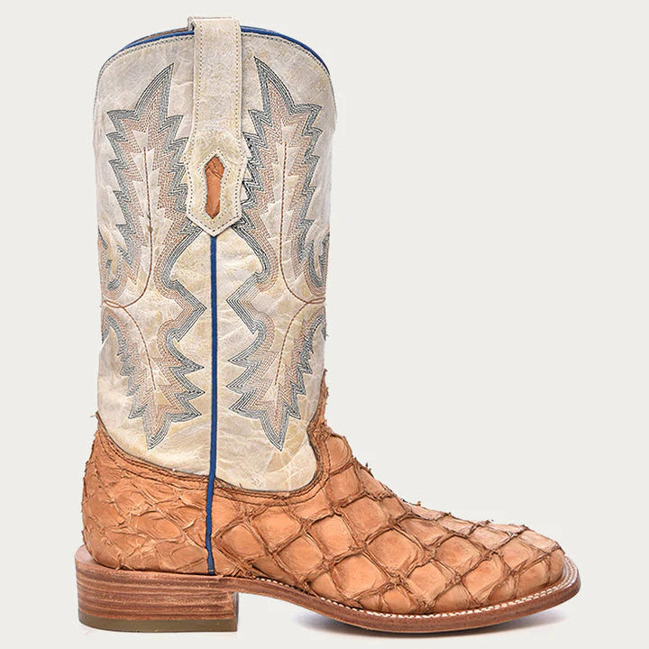 A4050 Corral  - MEN'S PIRARUCU WHITE SQUARE TOE COWBOY BOOT