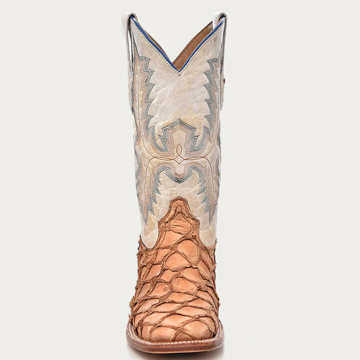 A4050 Corral  - MEN'S PIRARUCU WHITE SQUARE TOE COWBOY BOOT