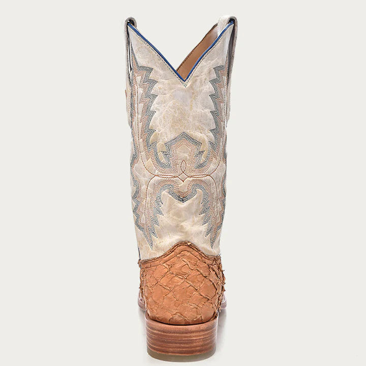 A4050 Corral  - MEN'S PIRARUCU WHITE SQUARE TOE COWBOY BOOT