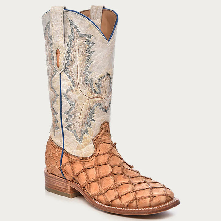 A4050 Corral  - MEN'S PIRARUCU WHITE SQUARE TOE COWBOY BOOT