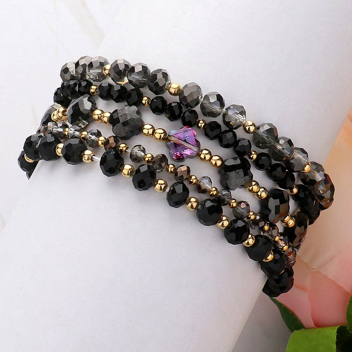 5PCS - Faceted Beaded Multi Layered Stretch Bracelets