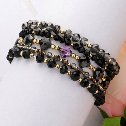 5PCS - Faceted Beaded Multi Layered Stretch Bracelets