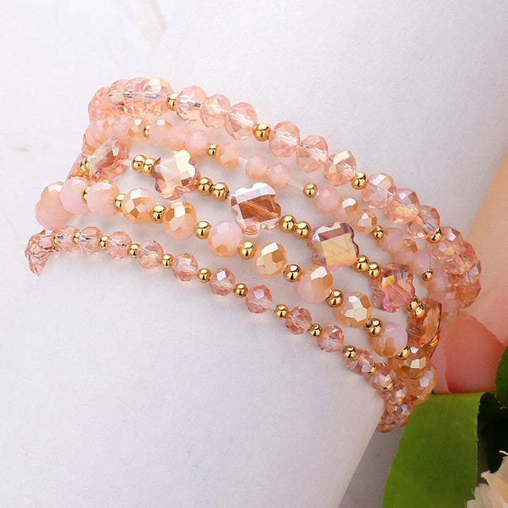5PCS - Faceted Beaded Multi Layered Stretch Bracelets