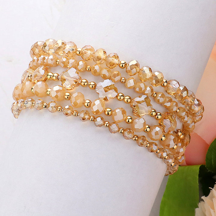 5PCS - Faceted Beaded Multi Layered Stretch Bracelets