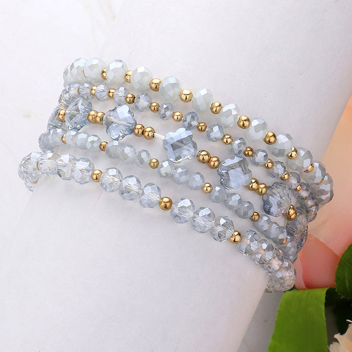 5PCS - Faceted Beaded Multi Layered Stretch Bracelets