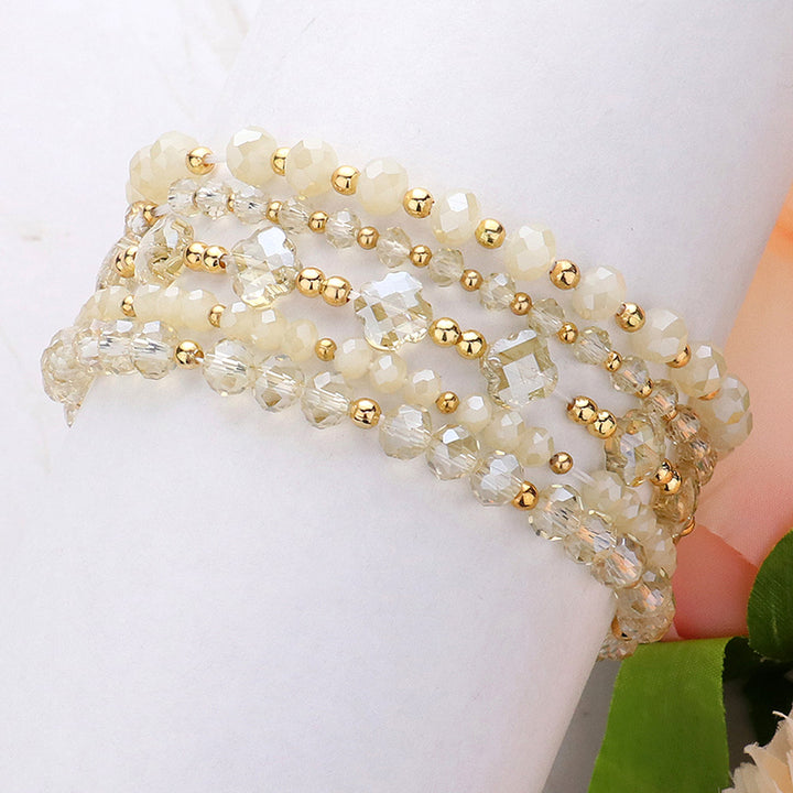 5PCS - Faceted Beaded Multi Layered Stretch Bracelets