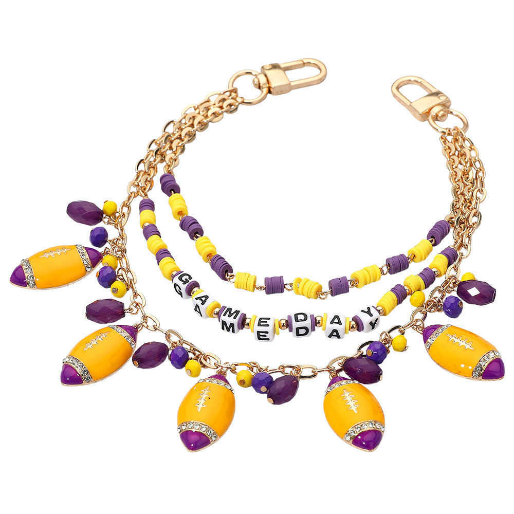 Football Charm GAME DAY Beaded Layered Bag Charm
