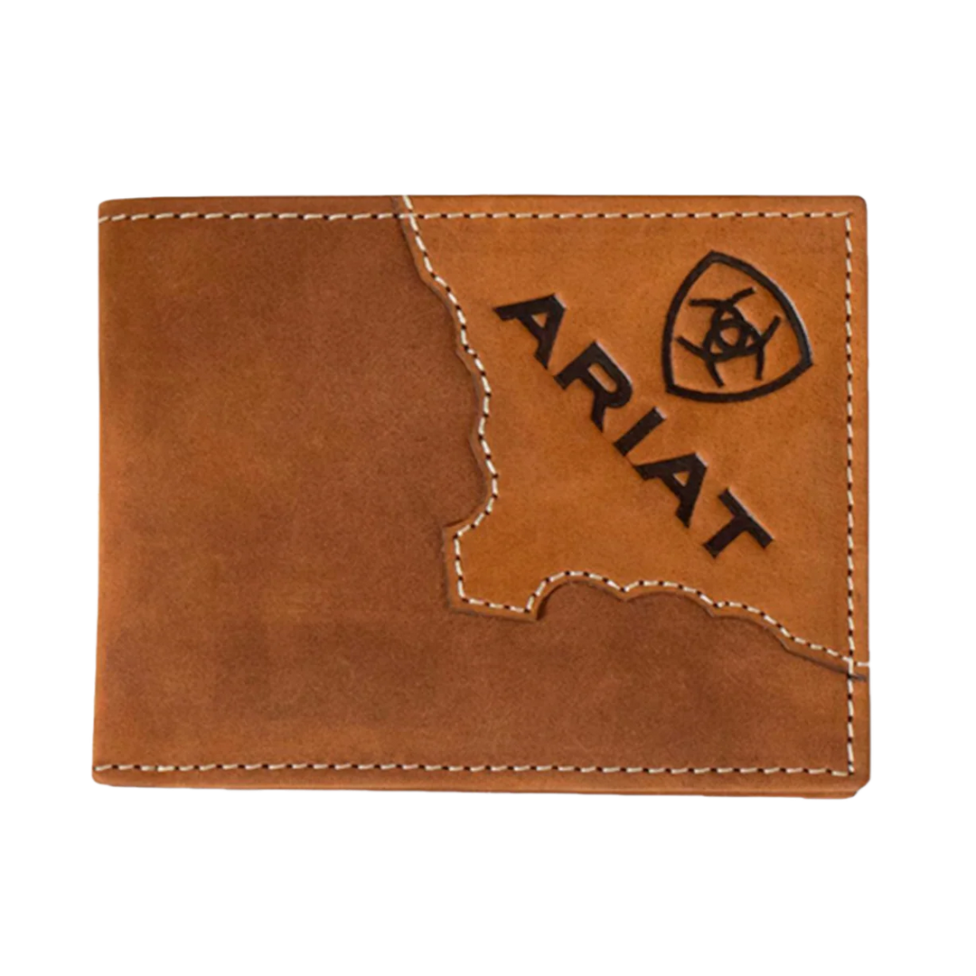 Ariat Men's Bifold Two Tone Leather Medium Brown Wallet A3552644