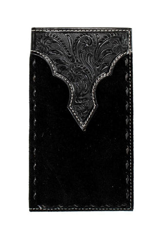 Nocona Wallets Men's Rodeo Leather Roughout Buck Lace Black Money Clip - N500044001