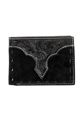 Nocona Wallets Men's Bifold Leather Roughout Buck Lace Black Money Clip - N500045001