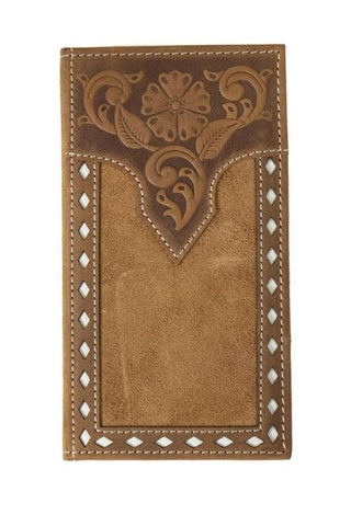 Nocona Wallets Men's Rodeo Roughout Leather Buck Lace Stitch Tan - N5415708