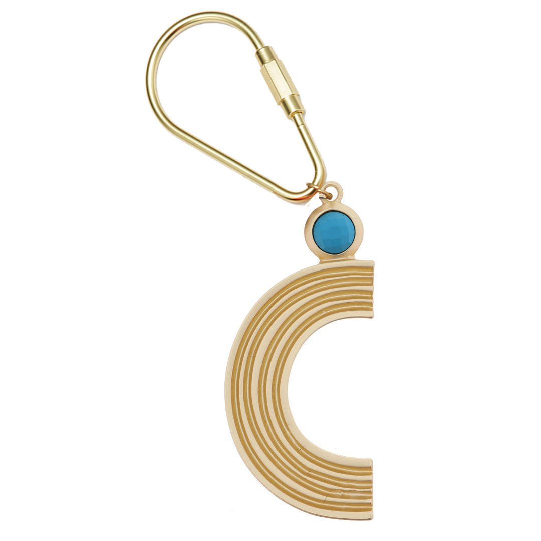 GOLD INITIAL CRYSTAL KEYCHAIN