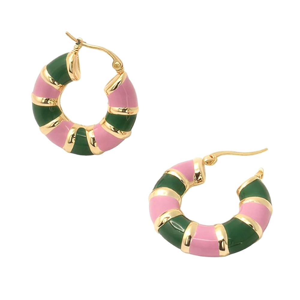 Color Block Enamel Pin Catch Earrings